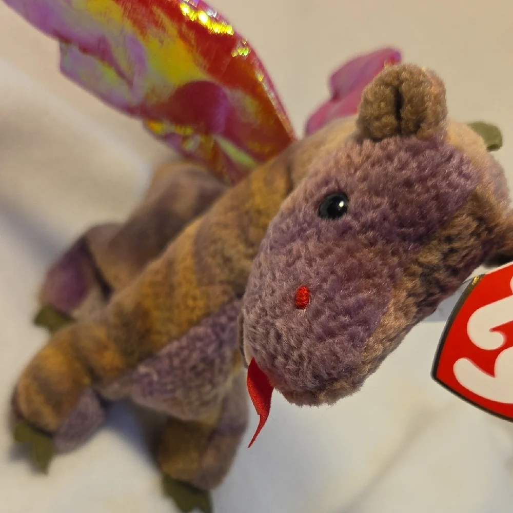 Scorch The Dragon Ty Beanie Babies Collection 1998 Purple and Tan